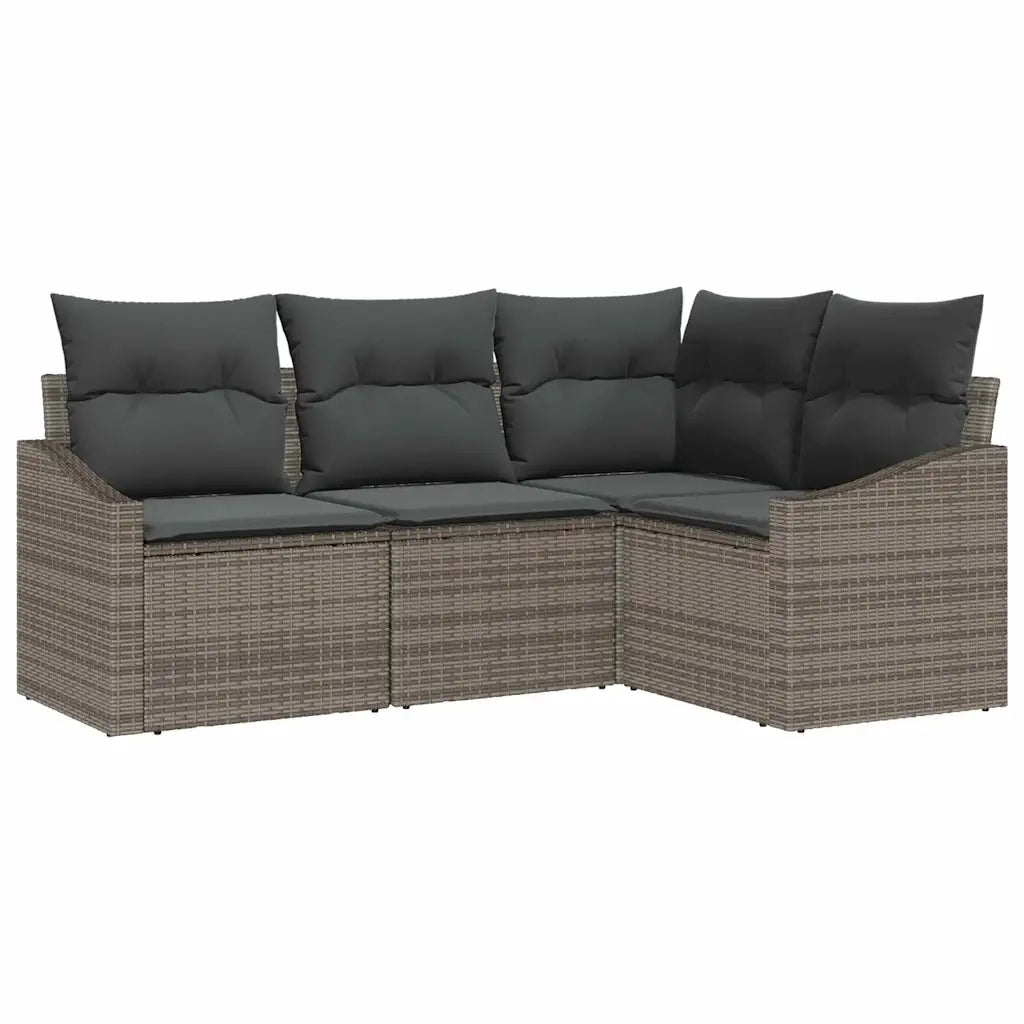 Set Divano da Giardino con cuscino 4 pcs Grigio polyrattan 3355368