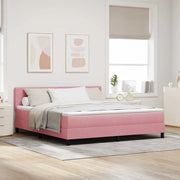 Letto a Sorgente LED con materasso Rosa 180 x 200 cm Velluto 3342673