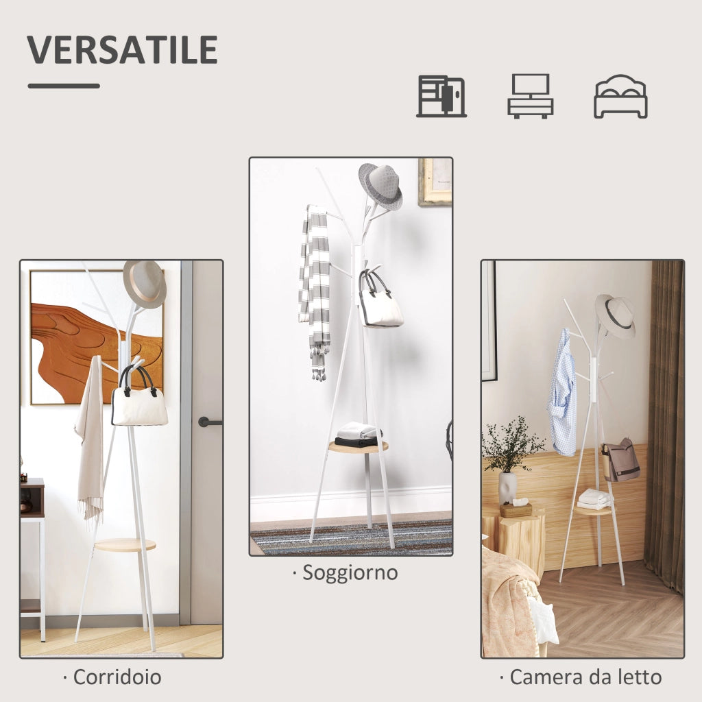 Appendiabiti da Terra Moderno per Ingresso ¨C Minimal ¨C Bianco 45x45x180 cm