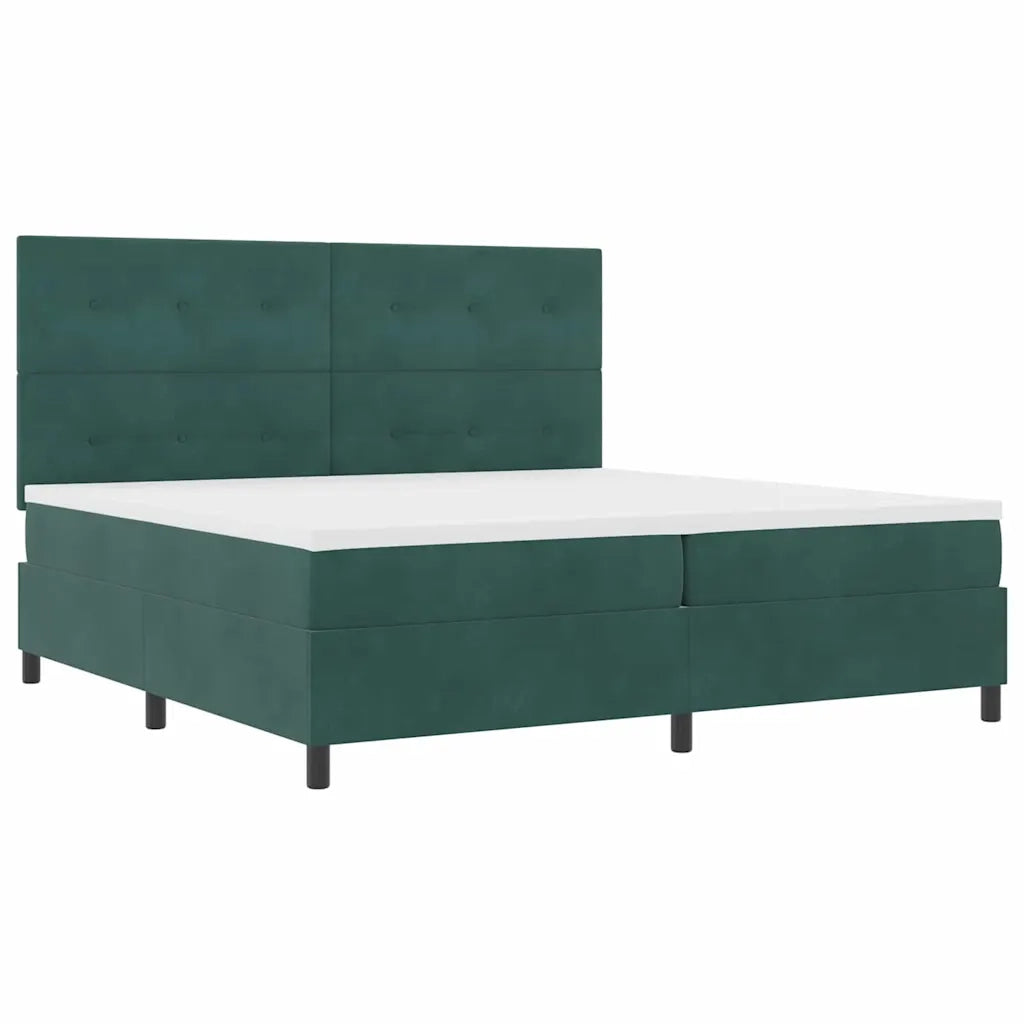 Letto a Sorgente LED Verde Scuro 200 x 200 cm Tessuto