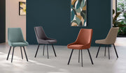 Sedia da interno Fox con seduta e schienale in microfibra color Acquamarina, struttura in metallo resistente, design moderno - Fox