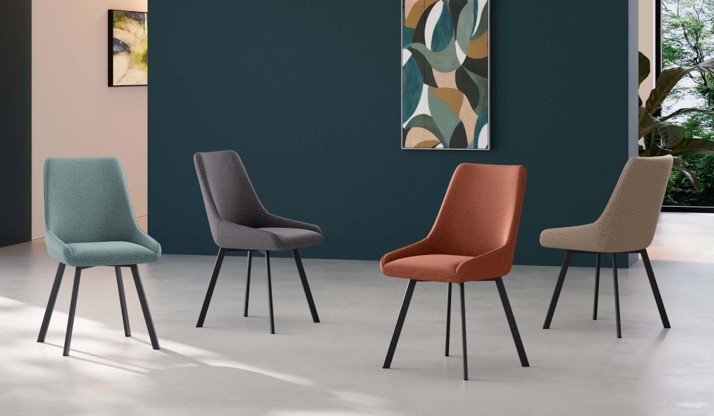Sedia da interno Fox con seduta e schienale in microfibra color Acquamarina, struttura in metallo resistente, design moderno - Fox