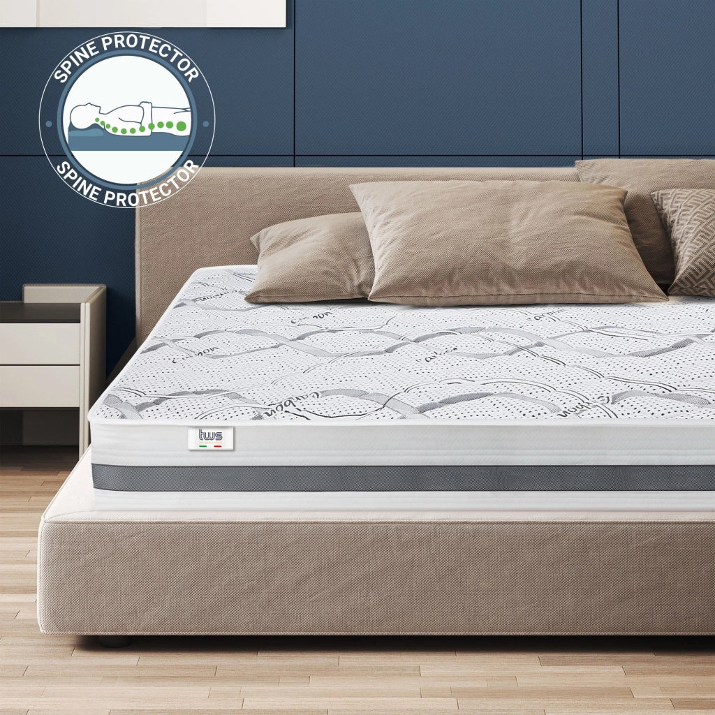 Materasso in Memory Foam Singolo 95x185 Altezza 22 cm | Rigidità media/alta | Tessuto Anallergico e Traspirante | Proprieta' Ortopediche Automodellanti | Prodotto in Italia