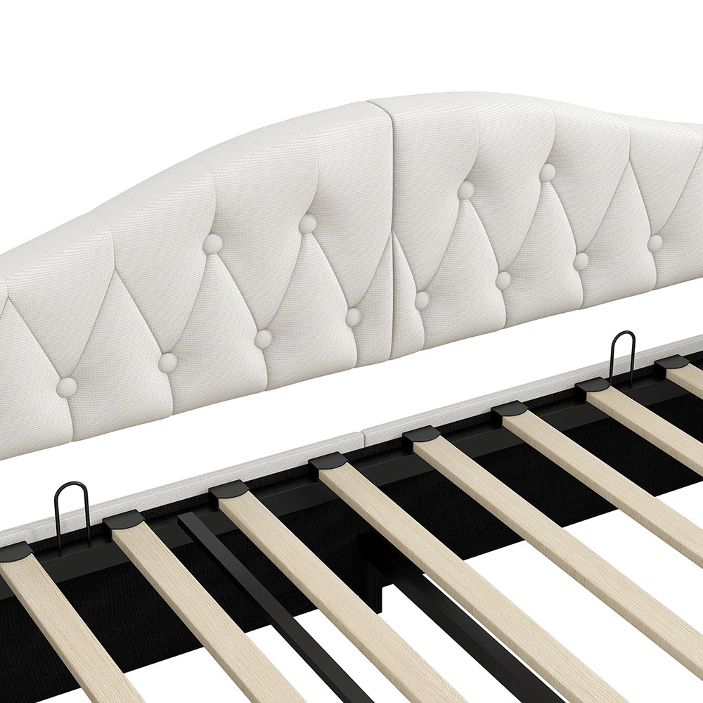 Letto imbottito - Xylo - 140x200cm LED con contenitore, beige