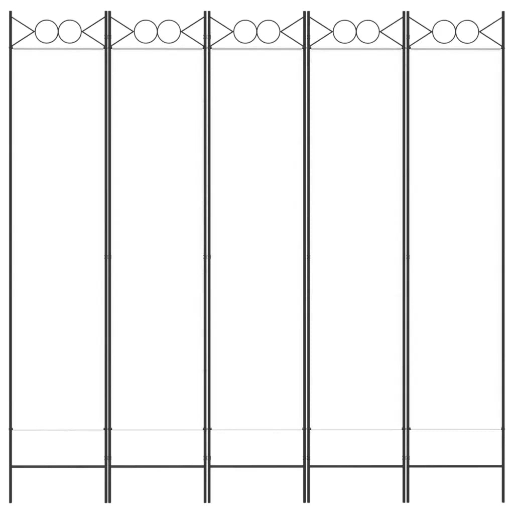 Divisorio a 5 Pannelli Bianco 200x200 cm Tessuto 350154