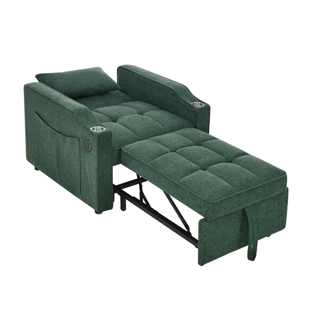 Divano Letto 3 in 1 con USB ¨C Xylo ¨C Verde, Trasformabile