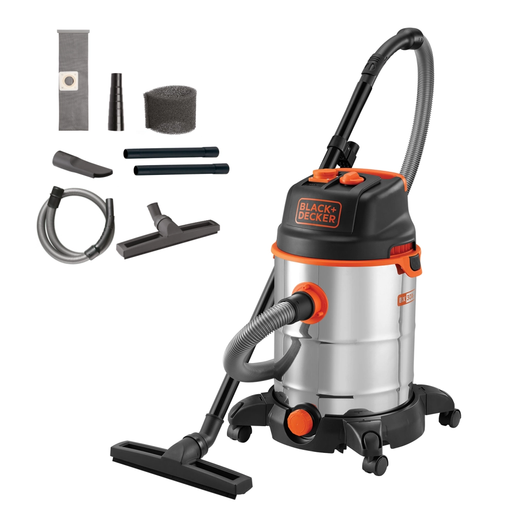 Aspiratore Solidi e Liquidi Black+Decker BXVC30XTDE  (Potenza assorbita  1600 W, Capacità fusto 30 l)