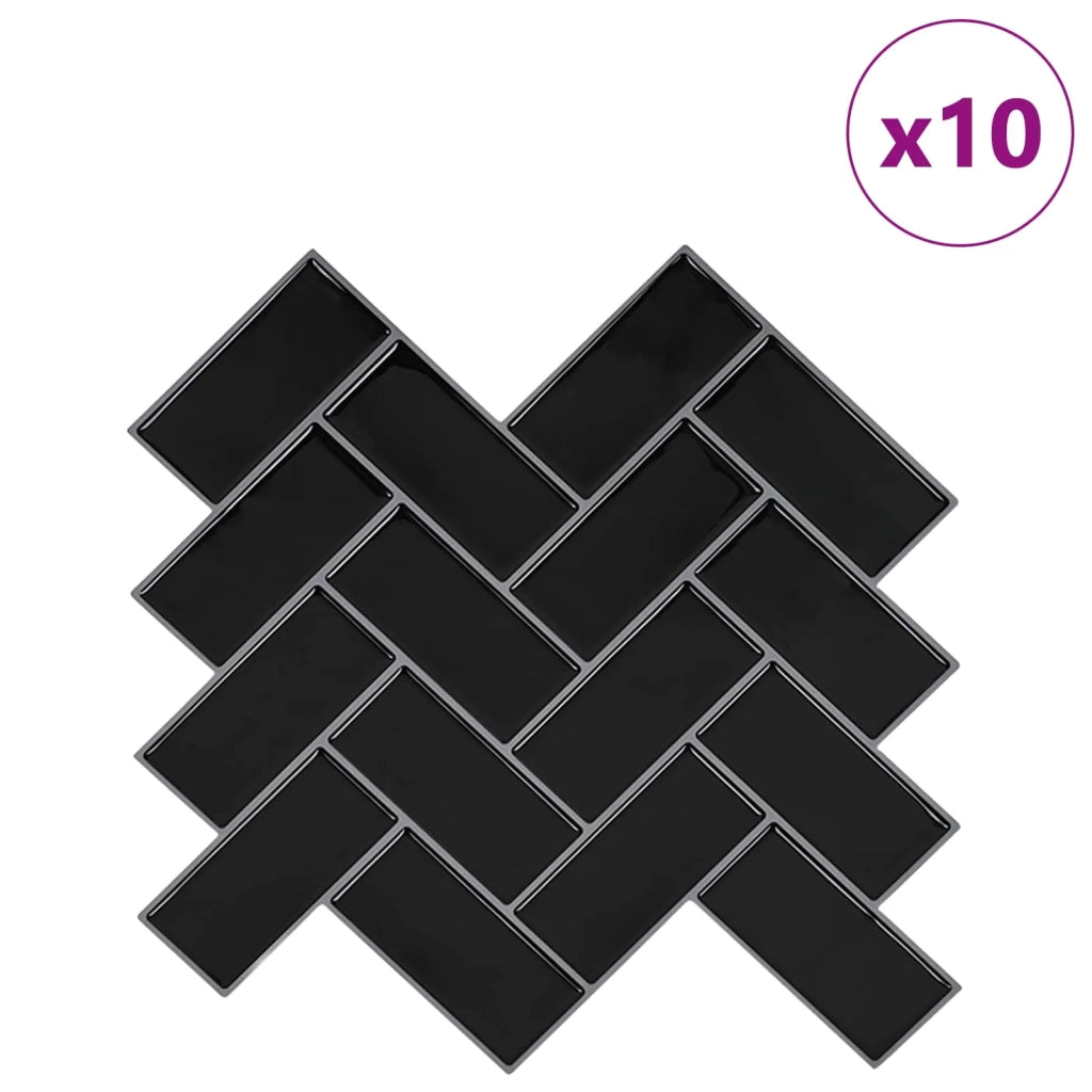Piastrella a Spina di Pesce 10 pcs Nero 30 x 30 cm 42046187