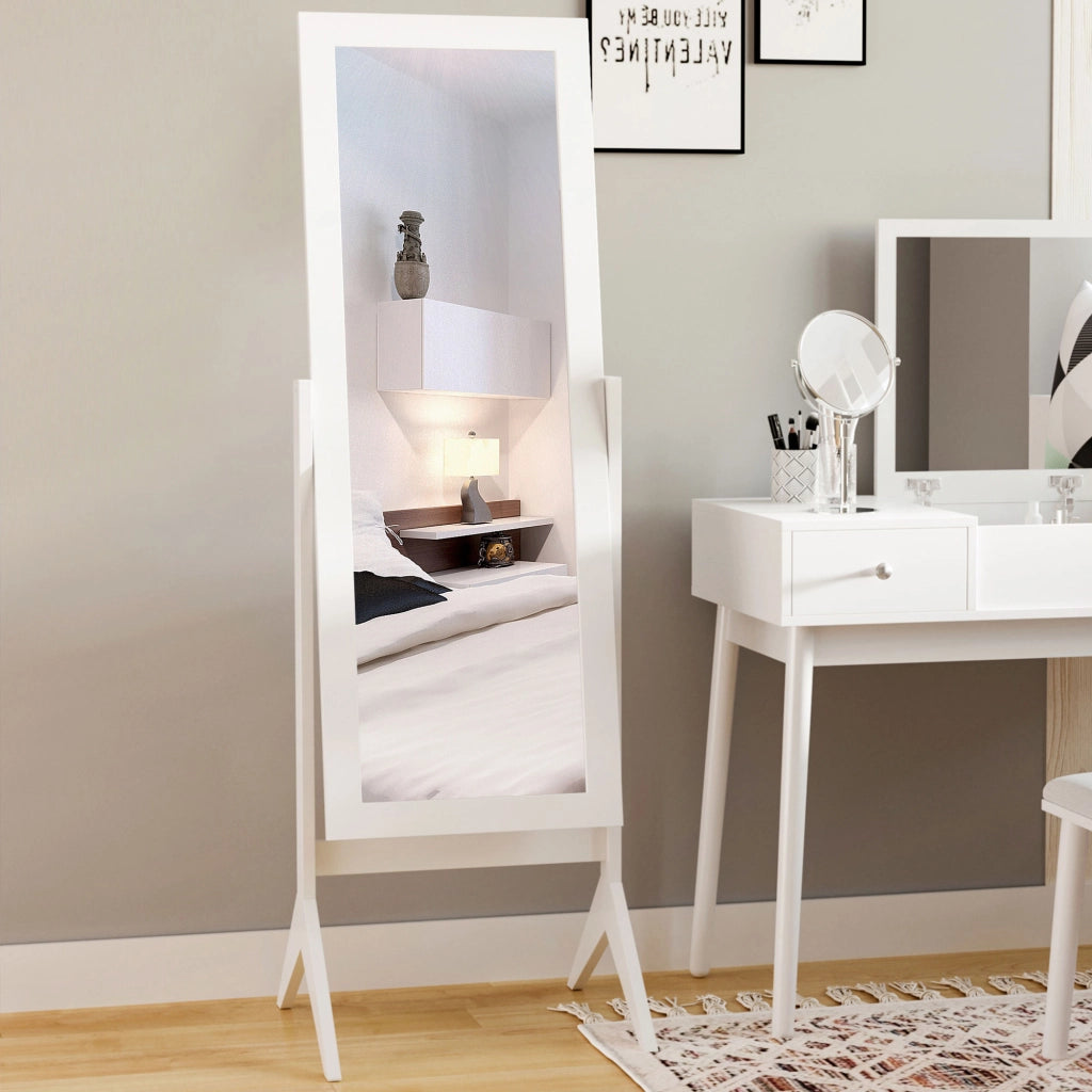 Specchio da Terra con Supporto Regolabile ¨C Xylo ¨C Legno Bianco 47x46x148 cm