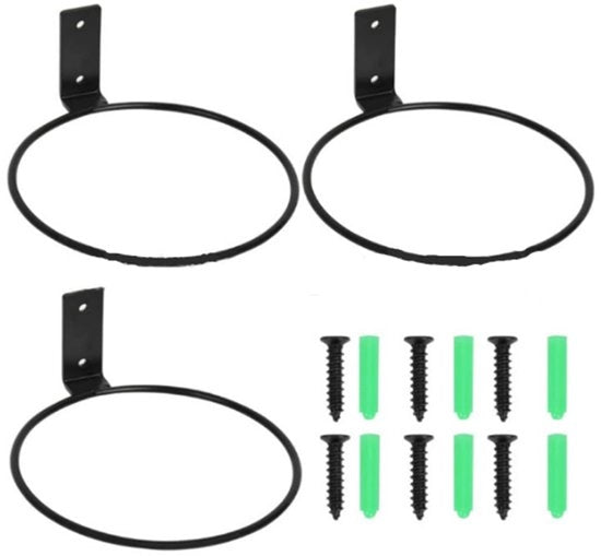 3 pezzi - Appoggio piante - 10 cm - Nero - Ferro - Con viti - Appoggio vaso curvo - Appoggio vaso a muro - Appoggio vaso a parete curvo - Anello di appoggio per piante - Appoggio piante a forma di anello - Per giardino, balcone, esterno
