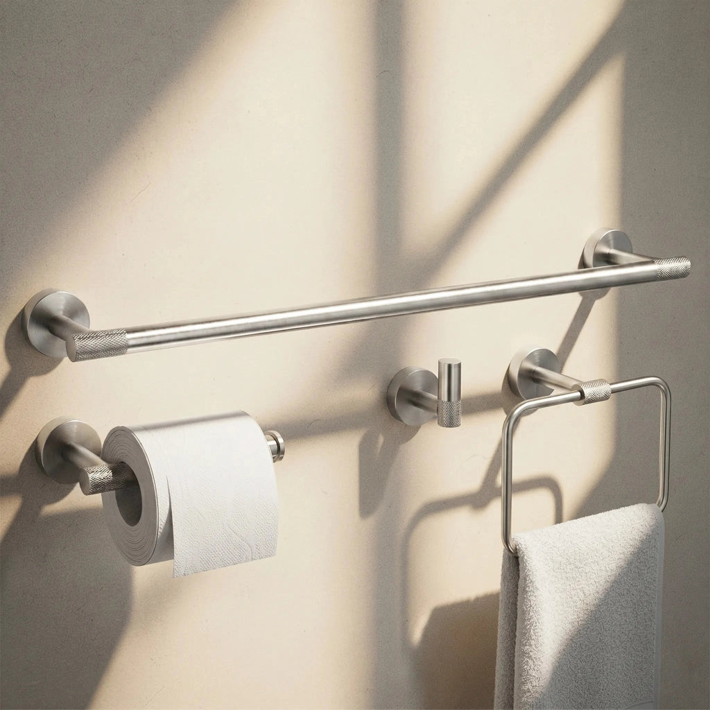 Set Accessori Da Bagno Grid Brush Nickel 4 Pezzi