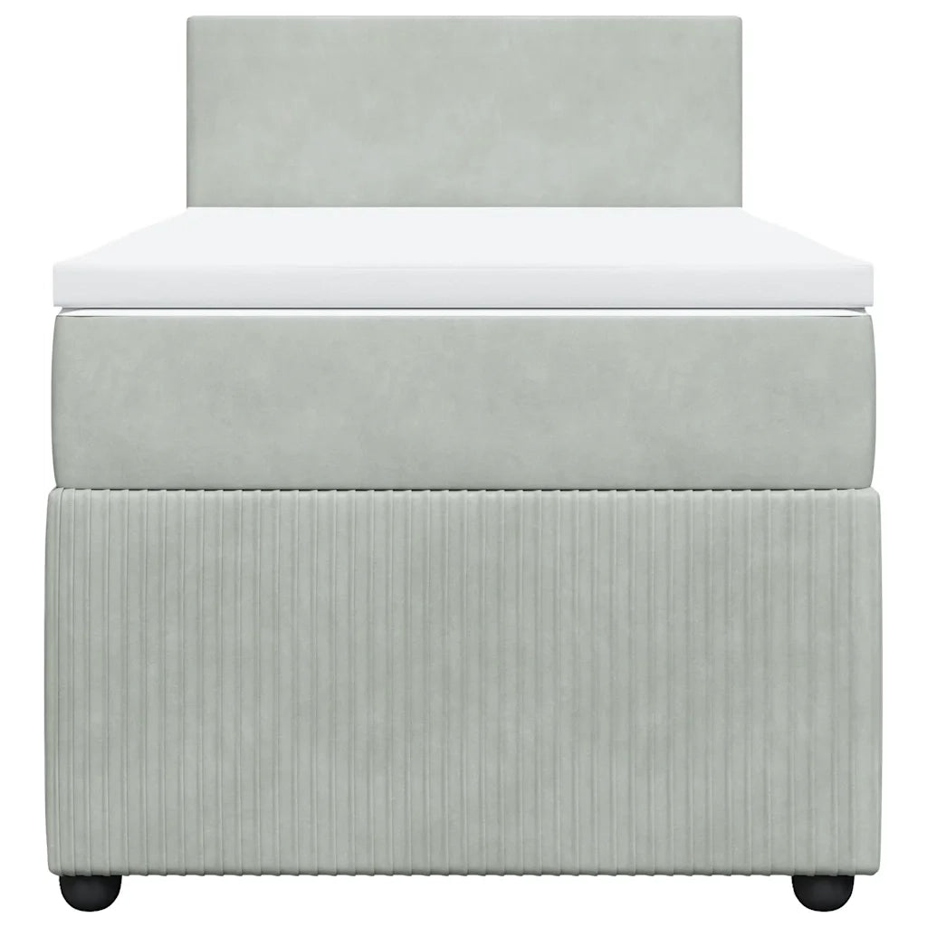 Giroletto a Molle con Materasso Grigio Chiaro 90x190 cm Velluto