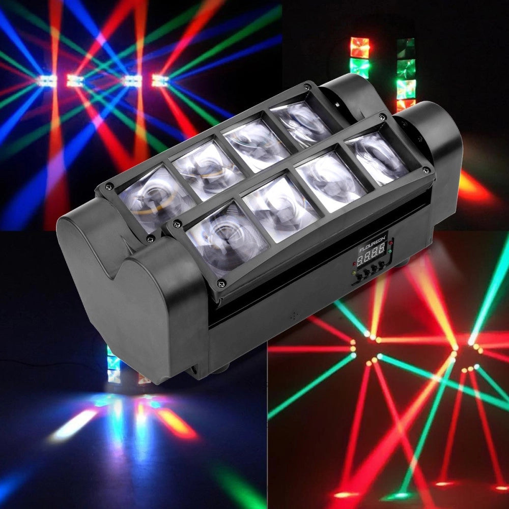 Trade Shop - Proiettore Mini Spider Testa Mobile Spot Light Dmx 512 Rgb Dj Discoteca 40w -