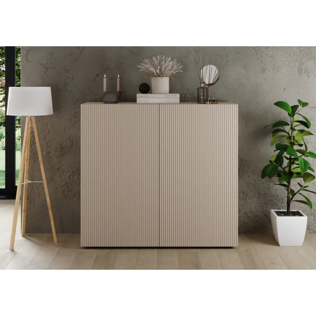 Buffet alto SCENA – L121 x H111 x P42 cm – 2 porte – Colore Cachemire