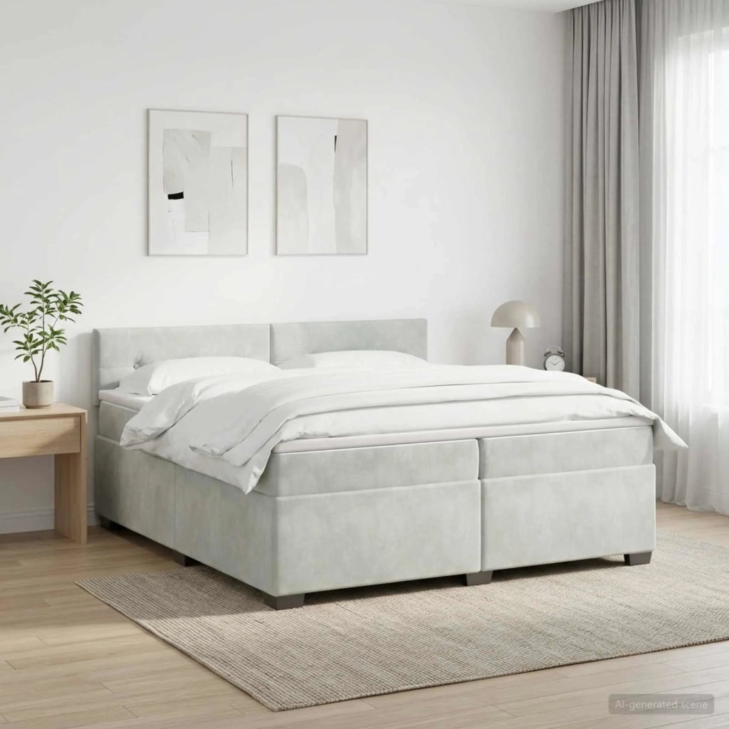 Letto box spring con materasso Grigio Chiaro 200 x 200 cm 3450782
