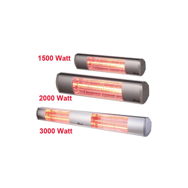 Termopatio infrarossi da esterno 3000 W – Sole Mezzanotte con IP65 e staffa – Niklas