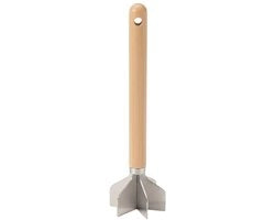 Molinello carne 6-foglie in acciaio inossidabile - Distributore carne - Stampatore patate - Manico in legno - 28 cm di lunghezza - Progettazione ergonomico - Affettatrice carne