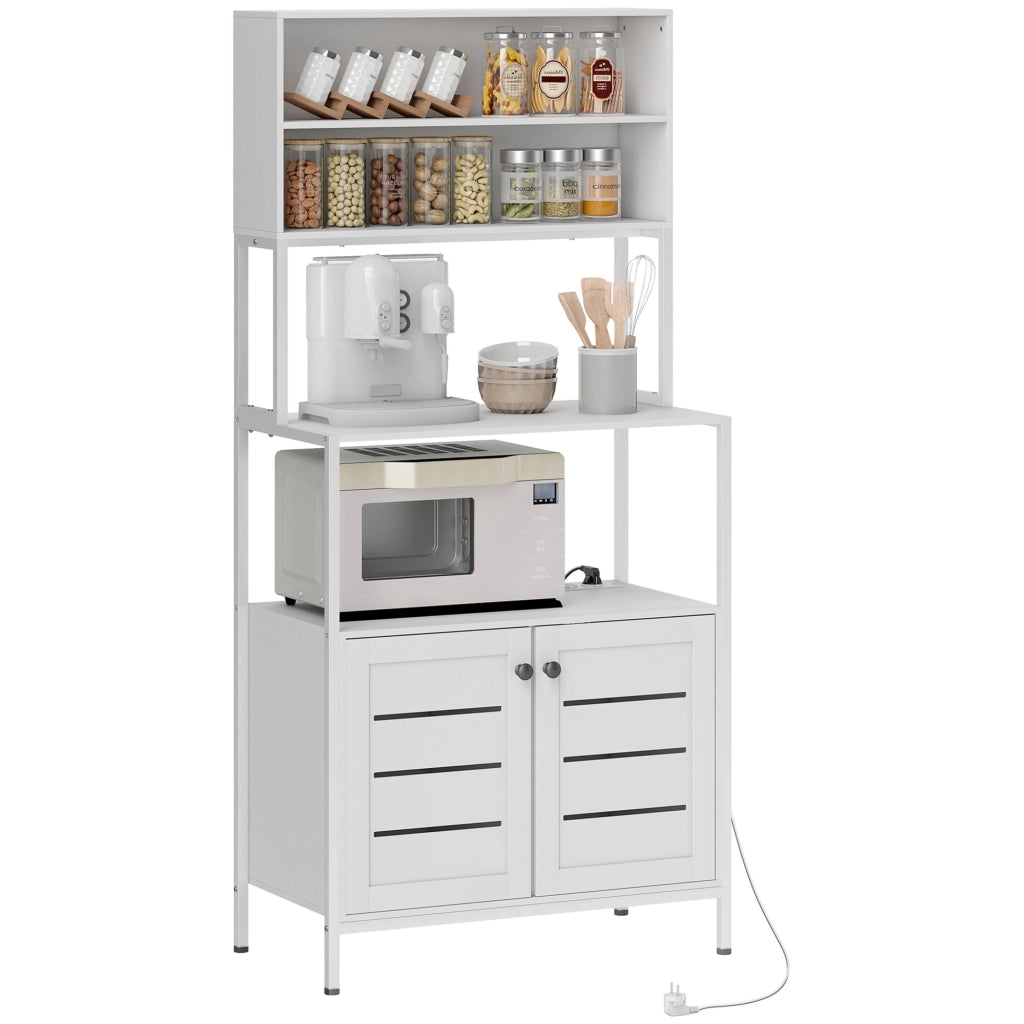 Scaffale da Cucina con Presa e Porte ¨C Minimal ¨C Bianco 80x30x180