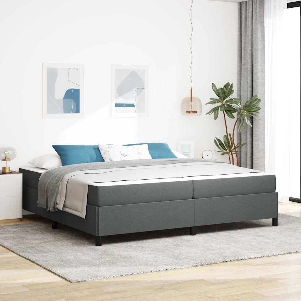 Letto a molle con materasso Grigio scuro 200 x 200 cm Tessuto