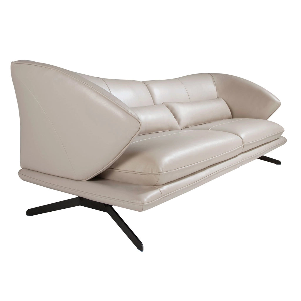 Divano a 3 posti in pelle grigio taupe