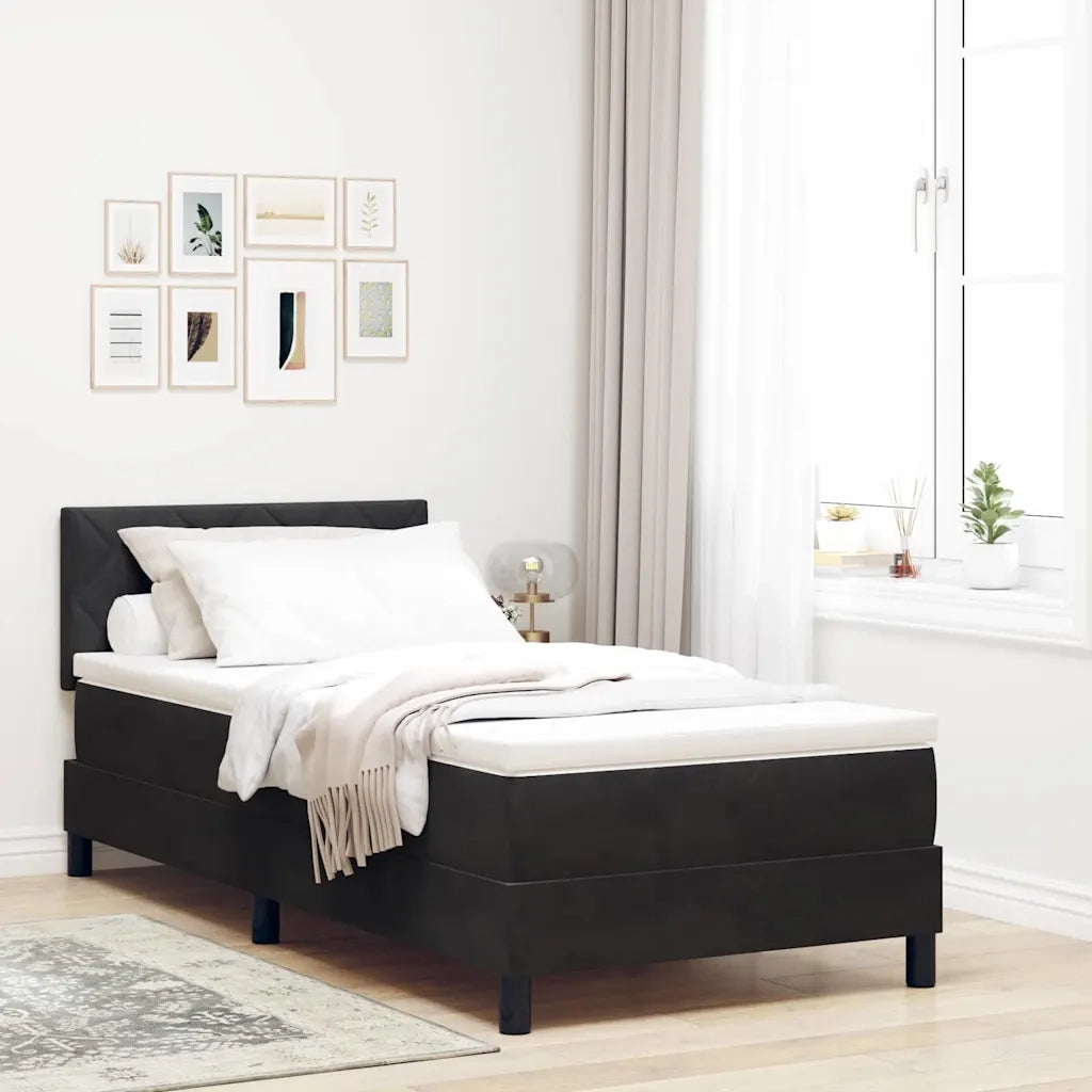 Letto a Sorgente LED con materasso Nero 100 x 200 cm Velluto