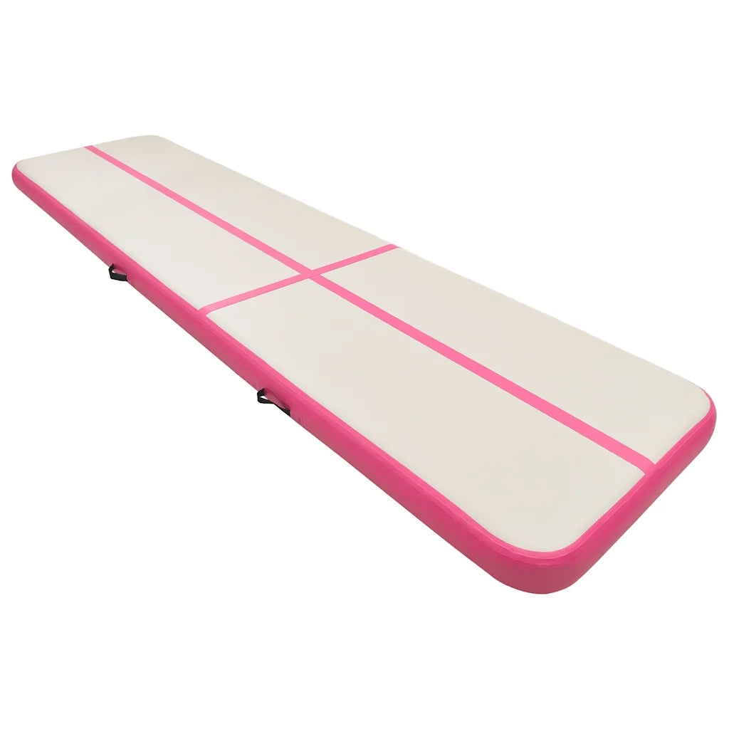 Tappetino Ginnastica Gonfiabile con Pompa 600x100x15cm PVC Rosa CFW1054745