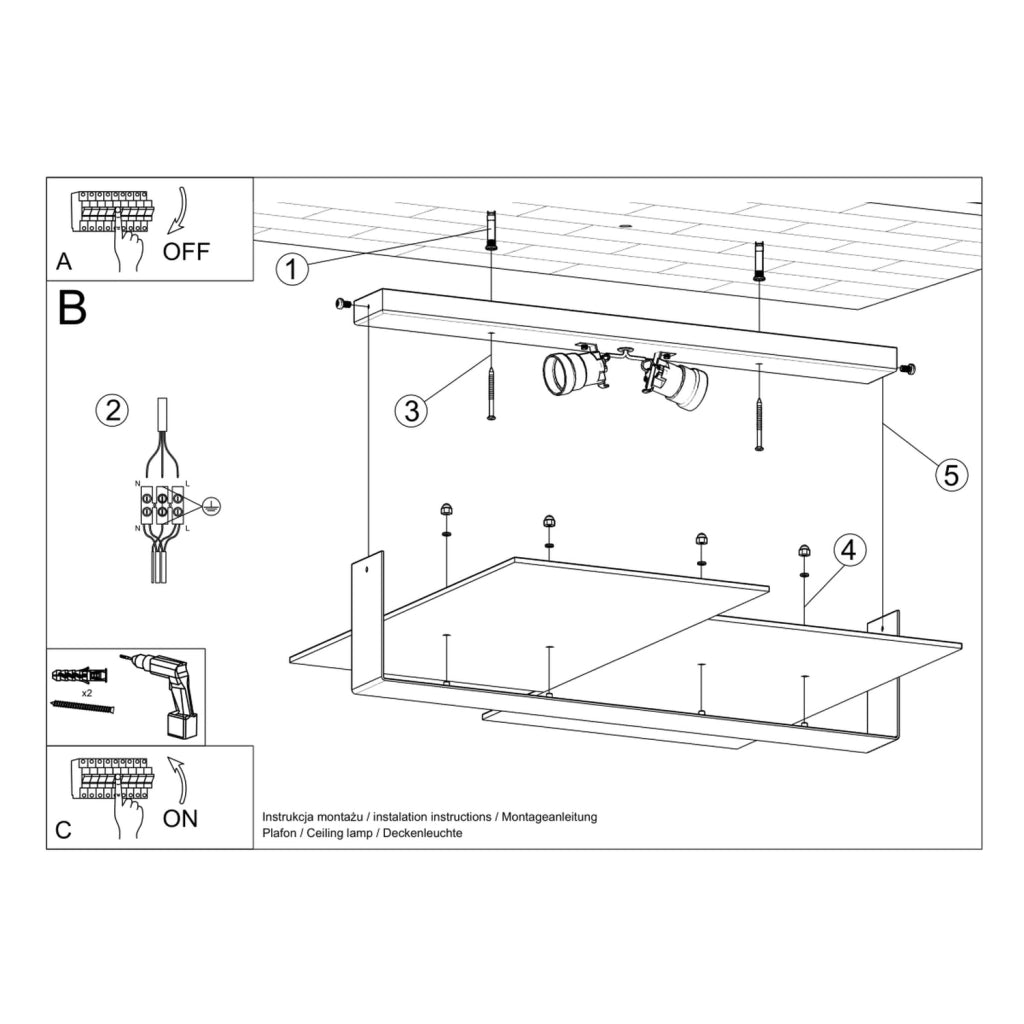 Massimo Tangerine Modern Lampada da soffitto e parete 2x15W LED Pannello cromato Bianco