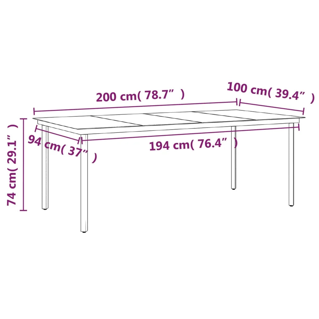 Set da Pranzo da Giardino 9 pz con Cuscini Nero e Grigio 3099364