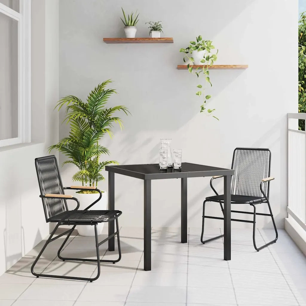 Set da Pranzo per Giardino 3 pcs Nero