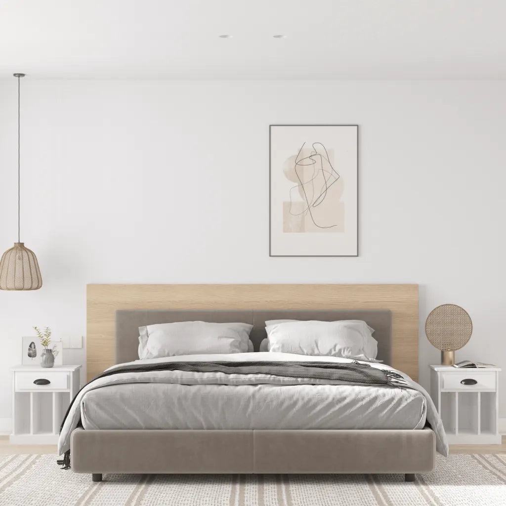 Set di 2 Comodini | Armadio da Notte | Mobiletto da notte Bianchi 43x36x50 cm