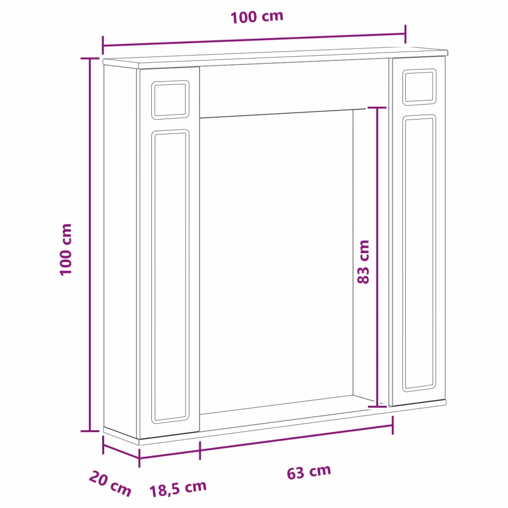 Cornice per camino Legno antico 100 x 20 x 100 cm 8006622
