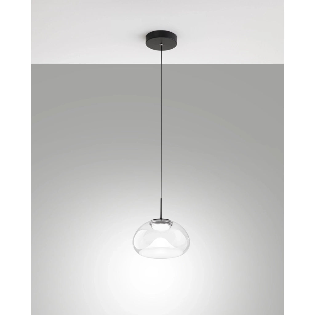 Sospensione Trasparente Brena 1 Luce Stile Metallo e Vetro Collezione BRENA