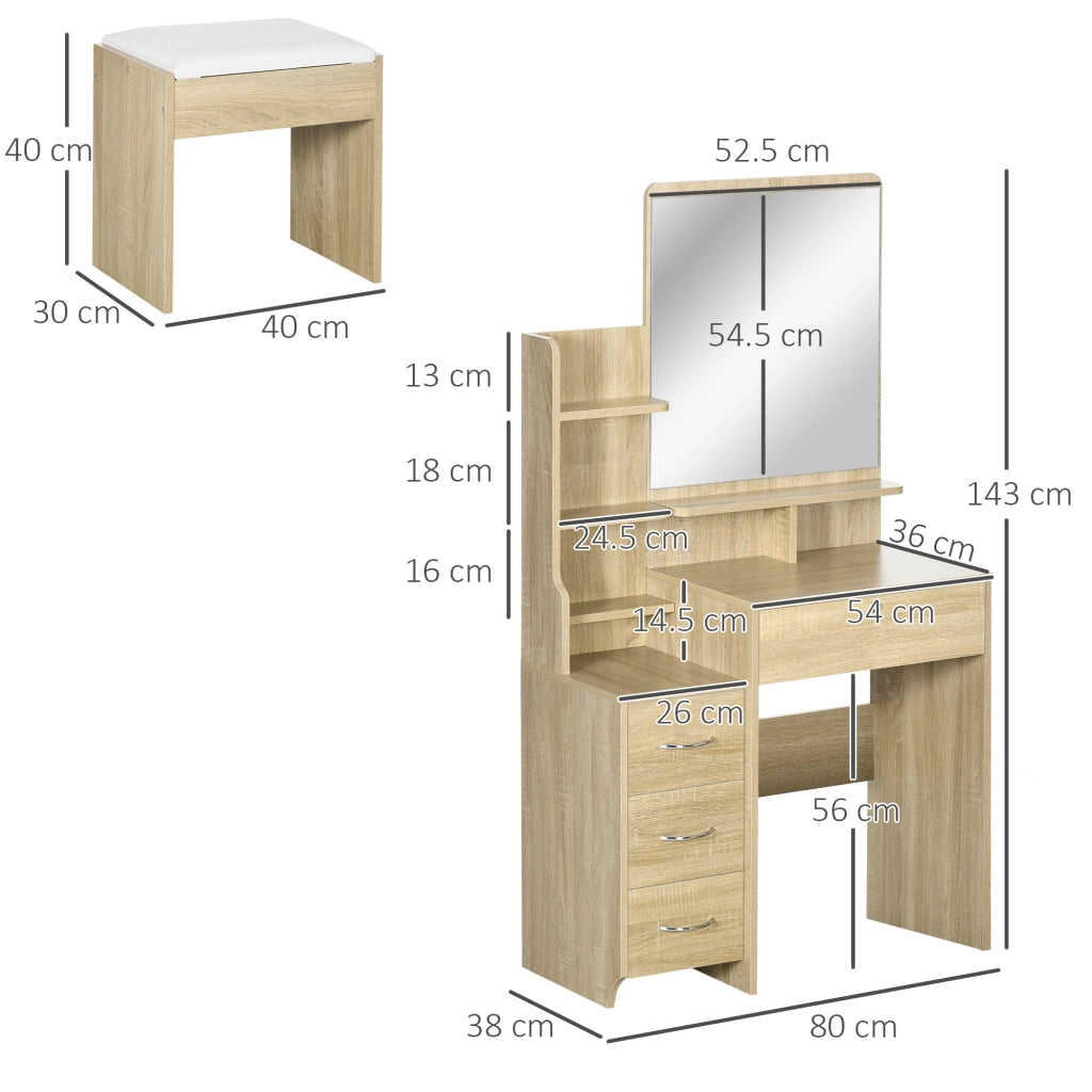 Cassettiera da Trucco con Specchio ¨C Minimal ¨C Legno 60x40x