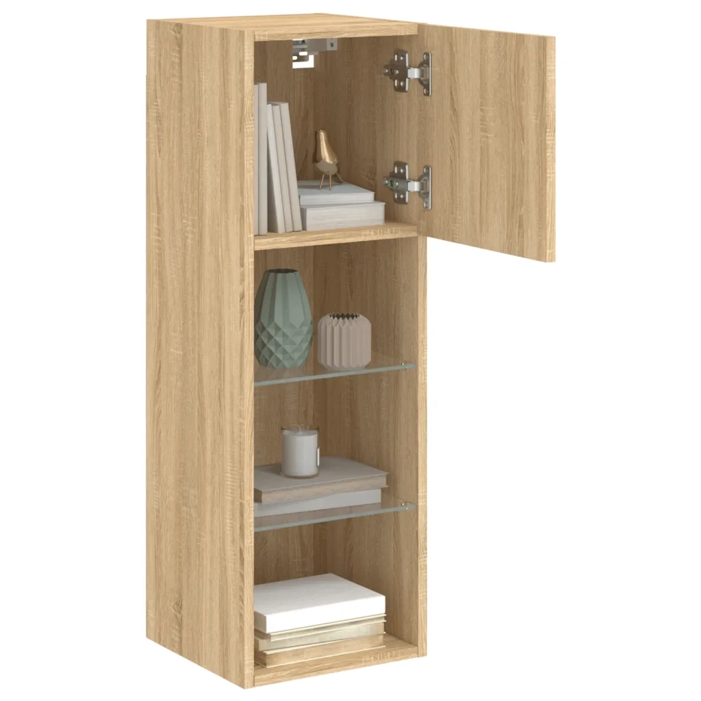 Mobili Porta TV con Luci LED 2 pz | Armadietto TV | Mobile Porta TV Rovere Sonoma 30,5x30x90 cm