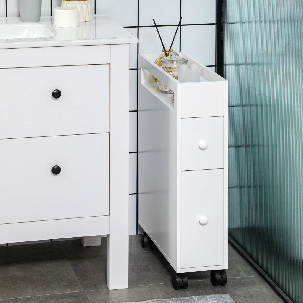 Mobile Bagno Sottolavabo con Cassetti e Ruote ¨C Minimal ¨C Bianco 16x49.5x66 cm