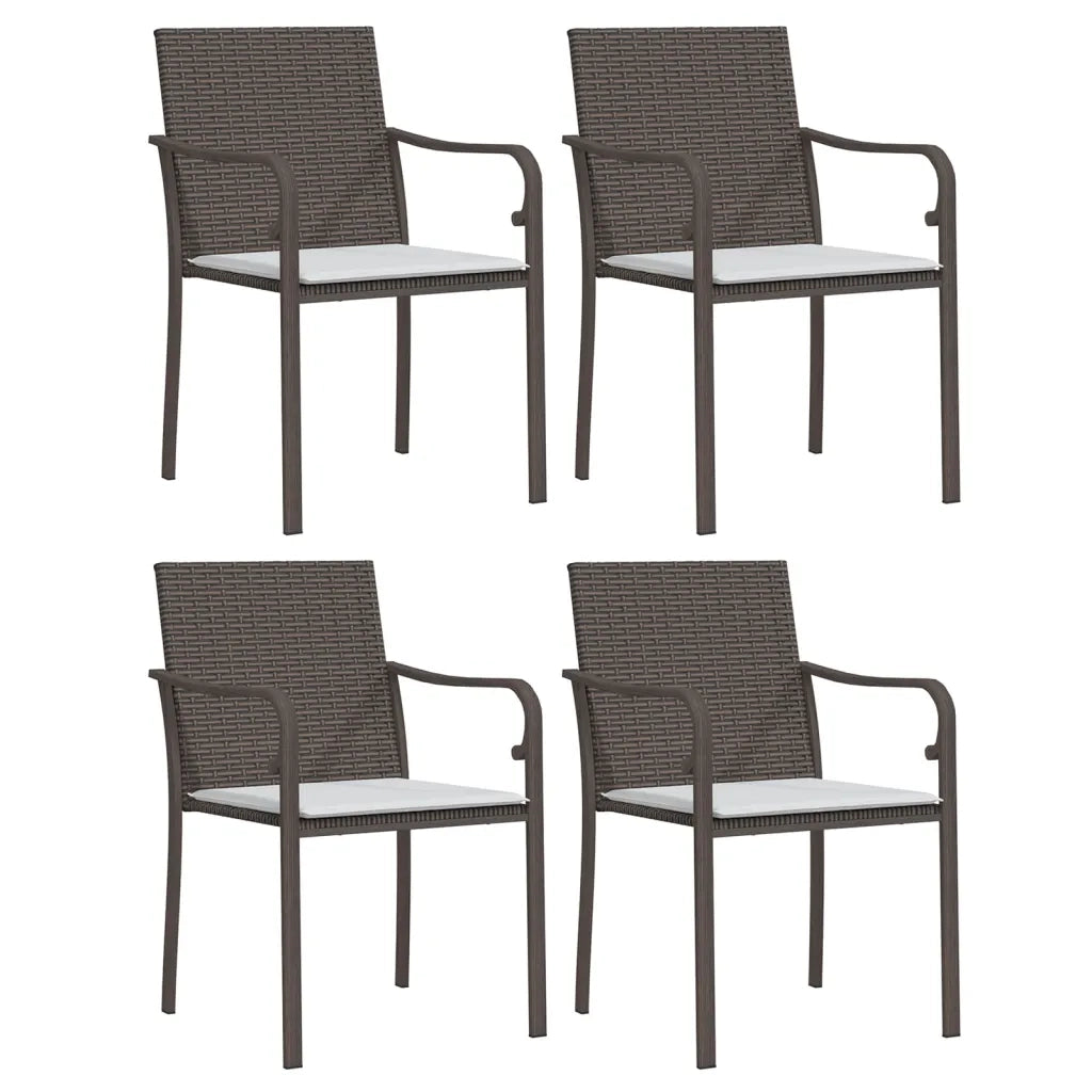 Set Pranzo da Giardino 5pz con Cuscini in Polyrattan e Acciaio 3186941