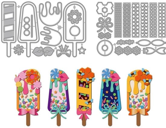 Stampe per Popsicle estive - Shaker in acciaio di carbonio - Popsicle per gelato - Forme a cuore, stella e striscia - Stampa a rilievo - 3 forme - Diametro 0,8 mm - Stampa per stampe