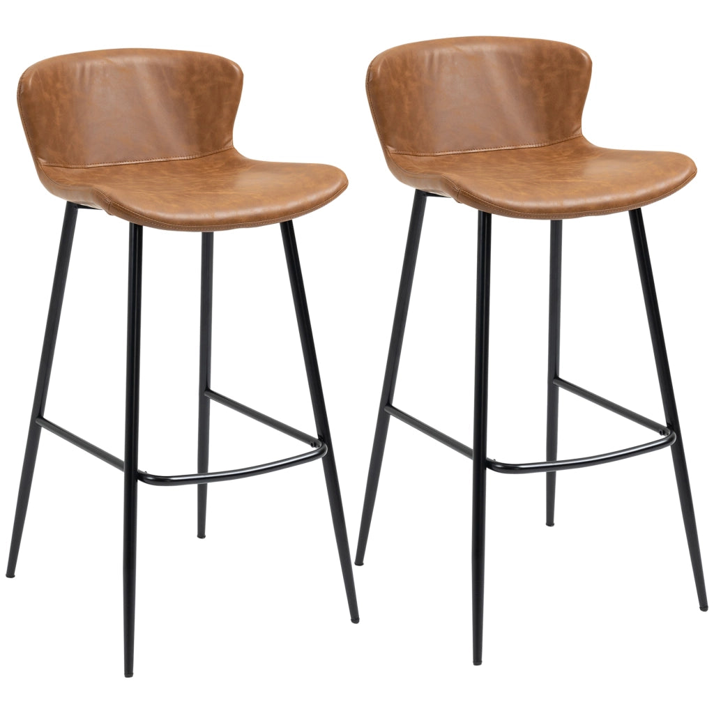 Sgabelli da Bar con Schienale Imbottito ¨C Minimal ¨C Marrone 2 Pezzi