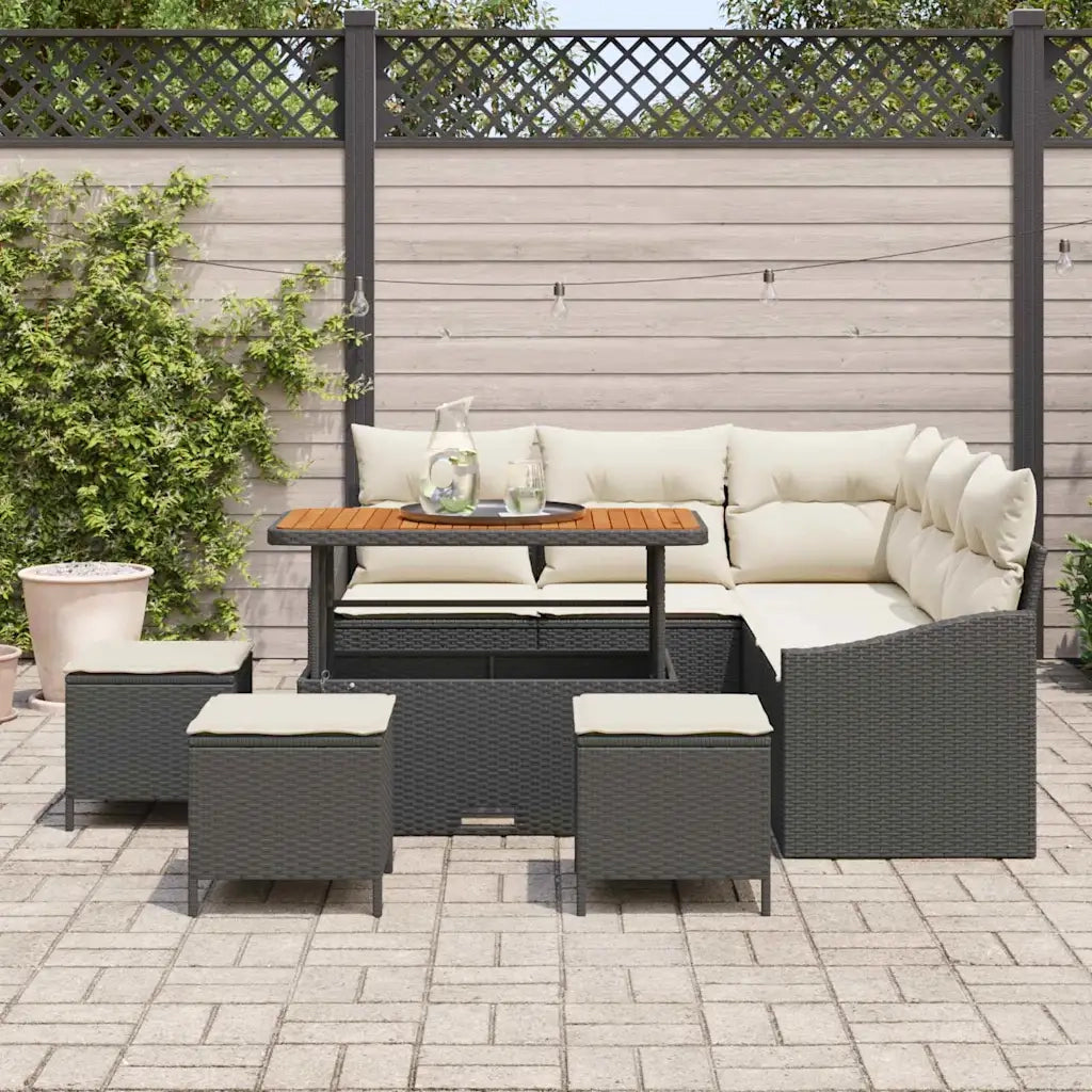 Set Divano da Giardino con cuscino 9 pcs Nero polyrattan 3362660