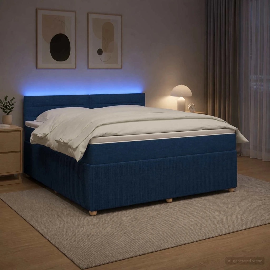 Letto box spring con materasso Blu 140 x 190 cm Tessuto 3452924