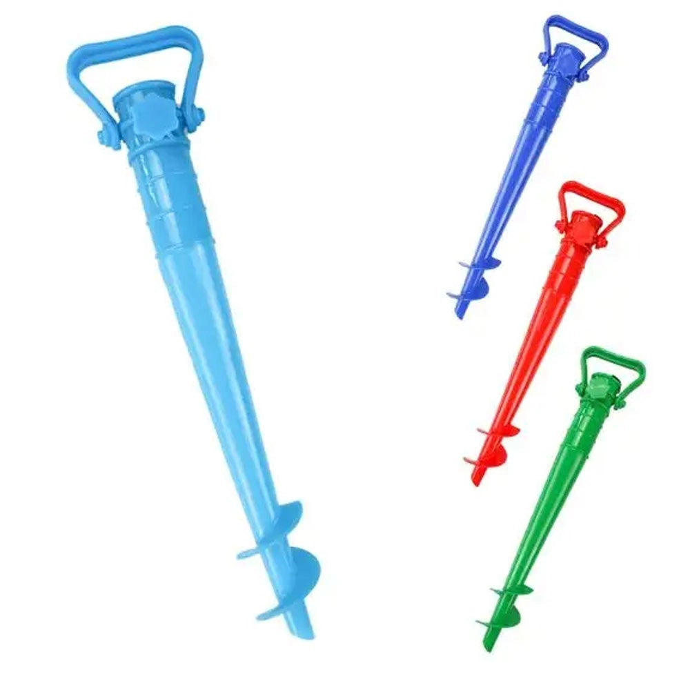 Trade Shop - Picchetto Trivella Per Ombrellone Spiaggia Scava Sabbia Supporto Universale 42cm -