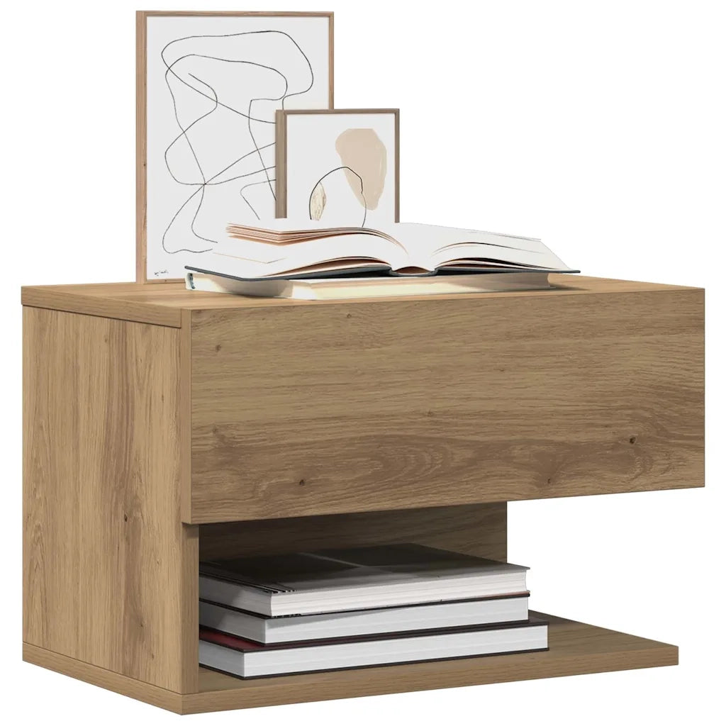 Comodini a Muro 2 pz Rovere Artigianale 856823
