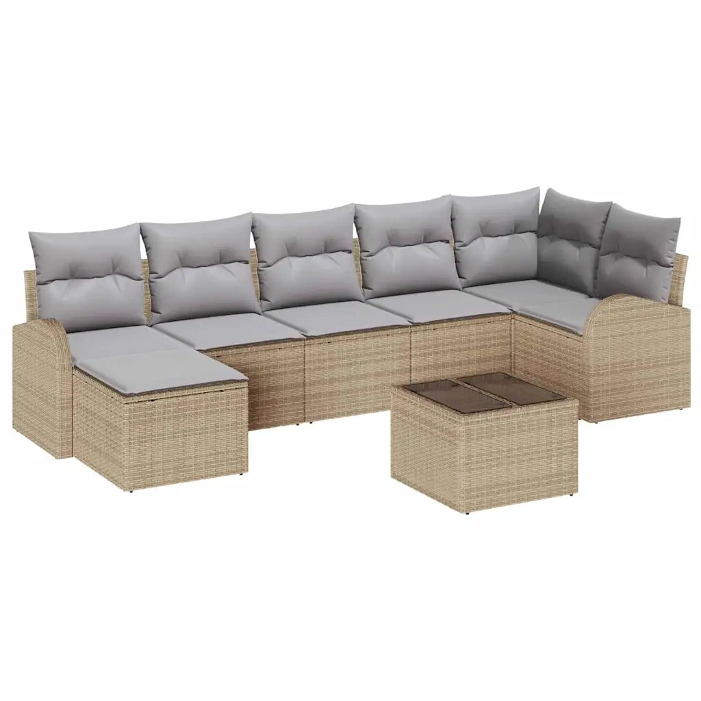 Set di divani con cuscino 8 pcs Beige polyrattan 3354809