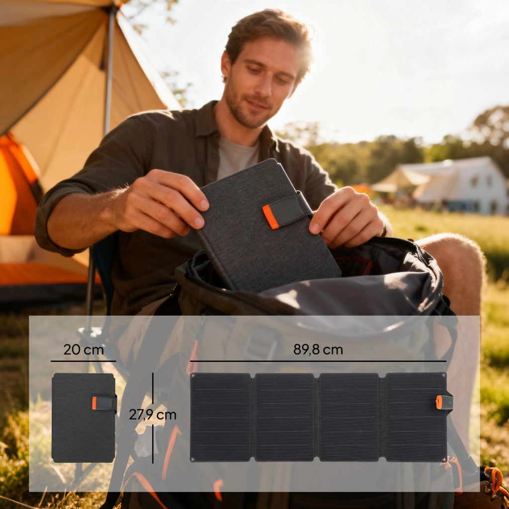 Pannello Solare Pieghevole 36W con USB-A e Tipo-C IP67 ¨C zephmum ¨C Nero