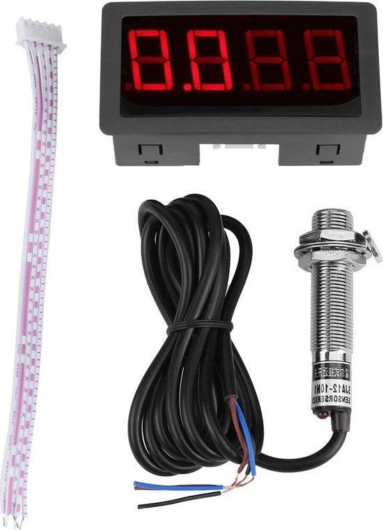 Contatore di Rotazione Digitale Universale LED Rood/Blauw - Incluso Sensore di Corrente Hall NPN.