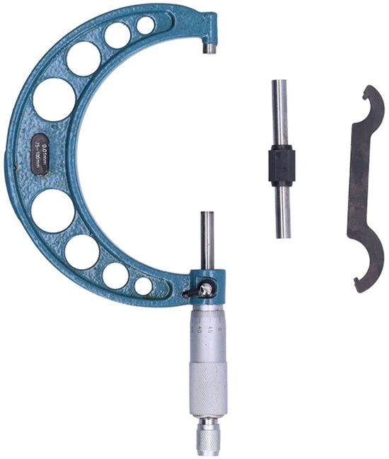Micrometro esterno da 75 a 100 mm alta precisione - Acciaio inossidabile - Scala chiara - Strumento di misura - Ampia applicazione - Precisione 0,01 mm