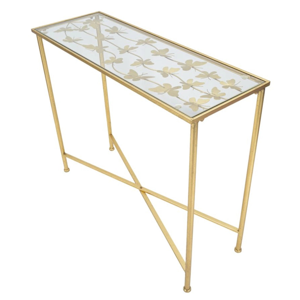 Tavolo Consolle VKH629, Oro, Metallo, 100x35x80 cm