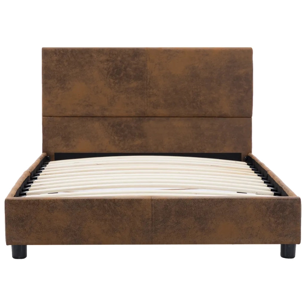 Giroletto-Struttura Letto Marrone in Similpelle Scamosciata 90x200 cm 996046