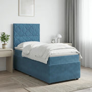 Letto box spring con materasso Blu 100 x 200 cm Velluto 3454557