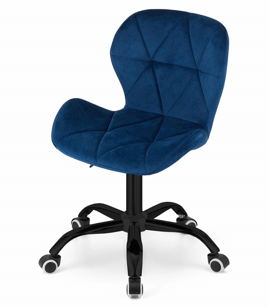 Sedia girevole in velluto Valora NOTO blu navy, design ergonomico